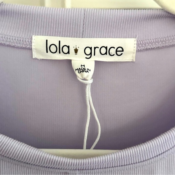 Lola + Grace Purple Criss Cross Puffed Sleeve Top Size Medium - Picture 3 of 6